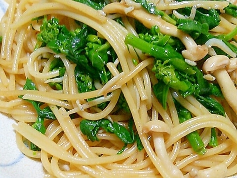 しらすと菜の花とブナピーのバター醤油パスタ